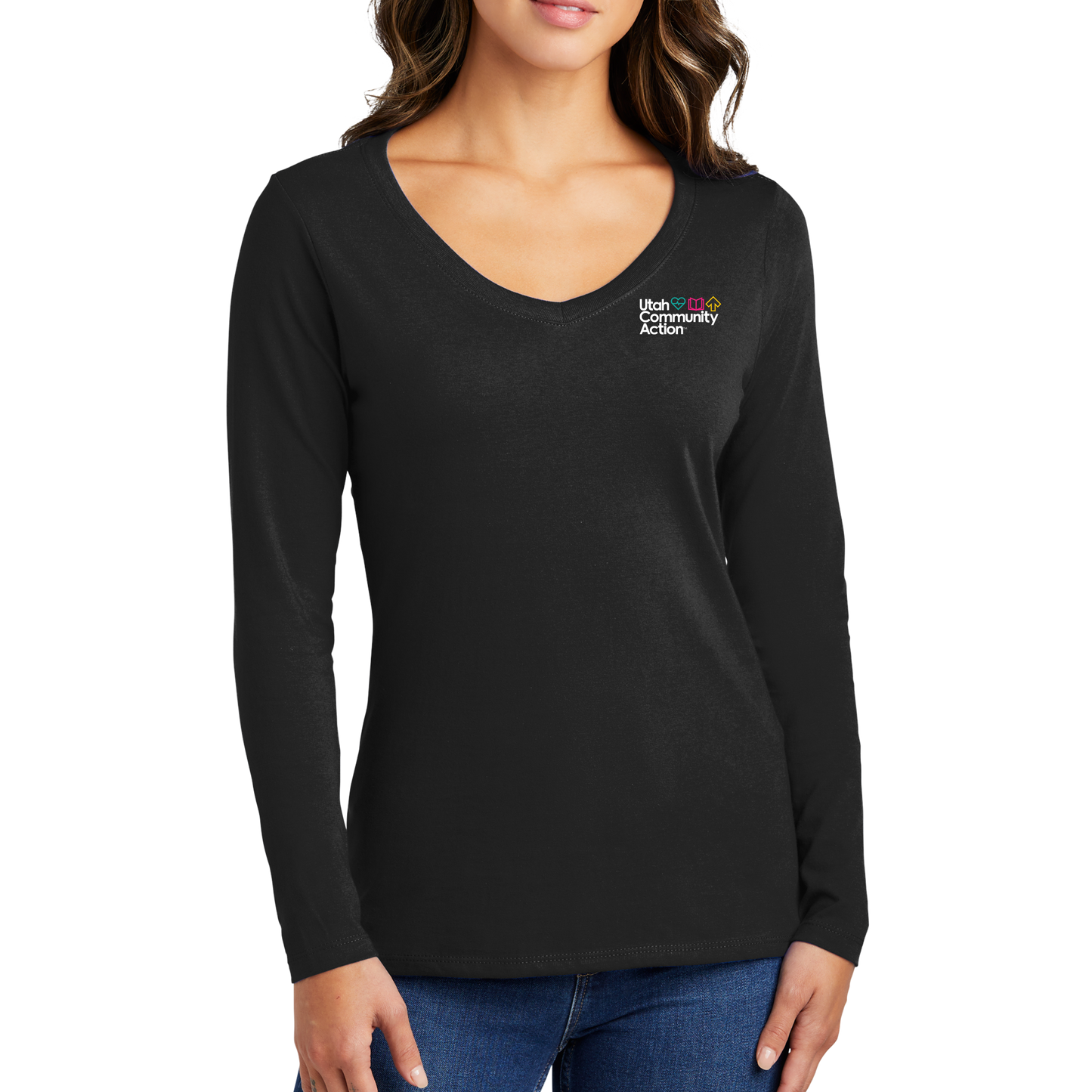 Port And Company® Ladies Long Sleeve Fan Favorite™ V Neck Tee Utah Community Action Store