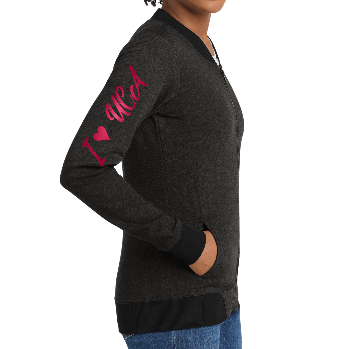 Sport-Tek® Ladies Lightweight French Terry Bomber - I Love UCA